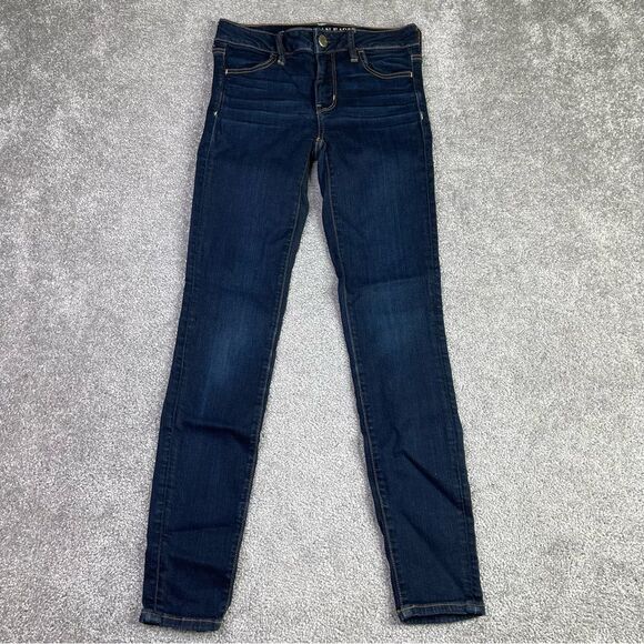American Eagle Jegging Women's 4 Blue Skinny Low Rise Dark Denim Stretch - Picture 1 of 12